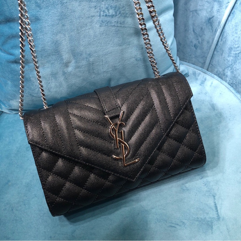 Saint Laurent Medium Envelope Monogram Matelassé Leather Shoulder Bag - Picture 9 of 9
